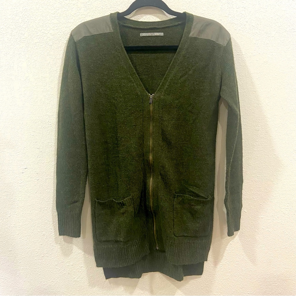 RUBBISH Women's Full Zip Long Sleeve Cotton‎ Cardigan Sweater Green Sz XS